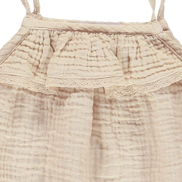 オーガニックコットン ベビーフリルレースロンパース Amina