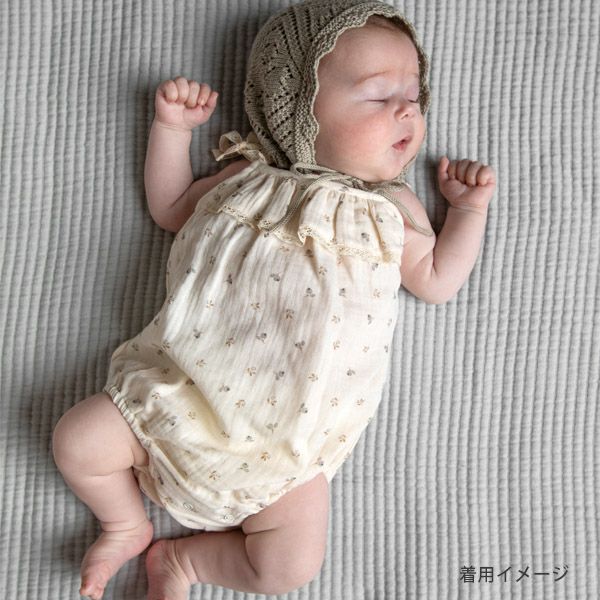 オーガニックコットン ベビーフリルレースロンパース Amina