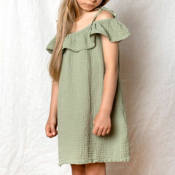 オーガニックコットン キッズオフショルダードレス Birgita