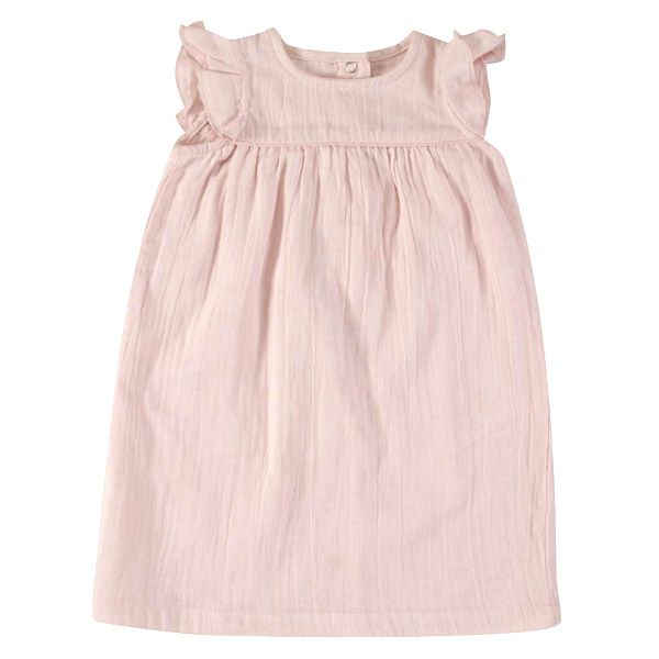 オーガニックコットン ベビーモスリンフリル袖ドレス
