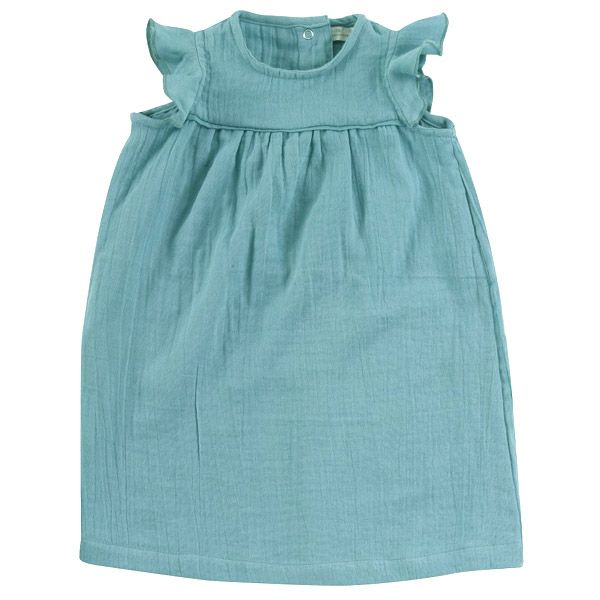 オーガニックコットン ベビーモスリンフリル袖ドレス