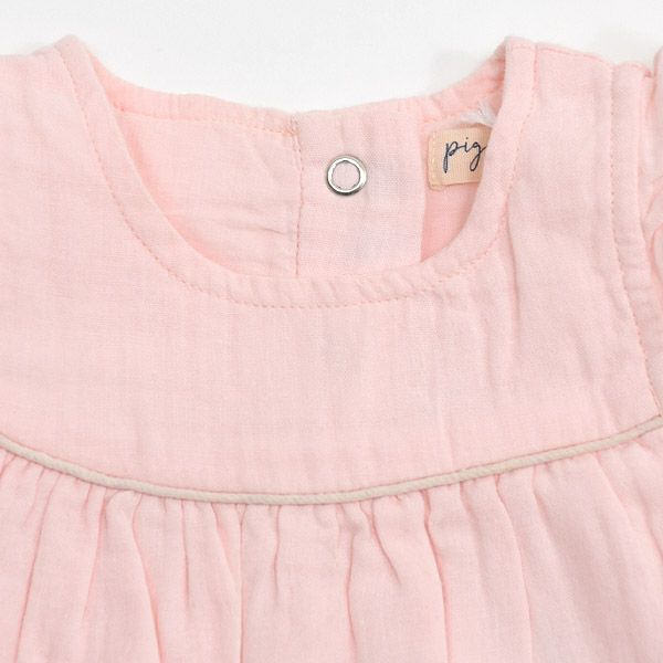 オーガニックコットン ベビーモスリンフリル袖ドレス