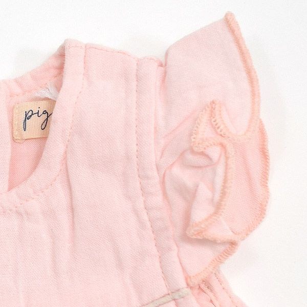 オーガニックコットン ベビーモスリンフリル袖ドレス