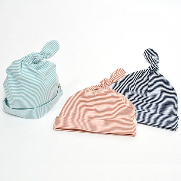 【SALE／20%OFF】オーガニックコットン ベビーファインストライプノットハット