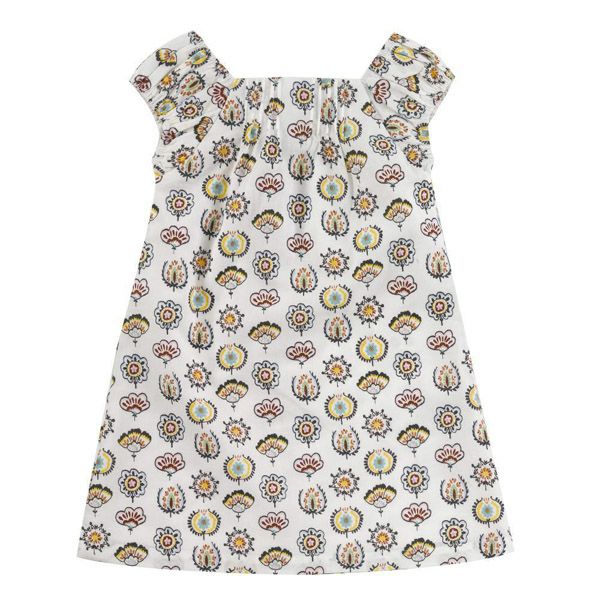 オーガニックコットン キッズスクエアネックドレス