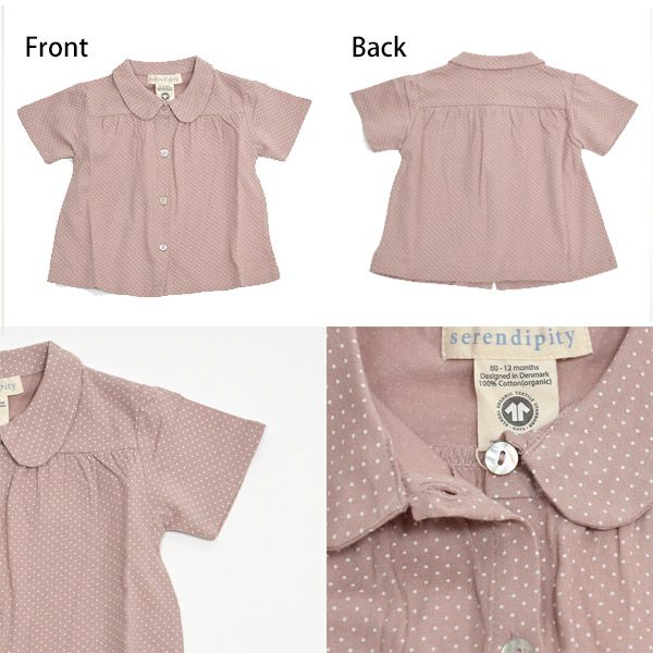 オーガニックコットン ベビーピーターパンカラーブラウス(半袖) Dot