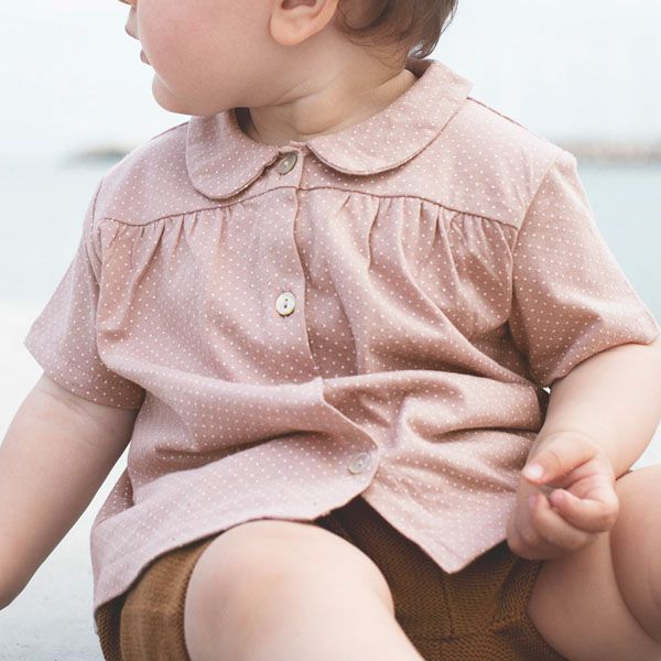 オーガニックコットン ベビーピーターパンカラーブラウス(半袖) Dot