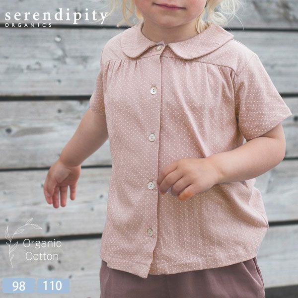 オーガニックコットン キッズピーターパンカラーブラウス(半袖) Dot