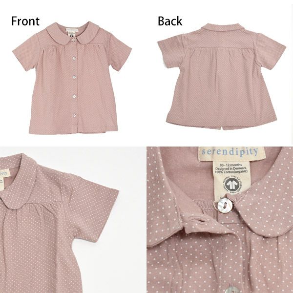オーガニックコットン キッズピーターパンカラーブラウス(半袖) Dot