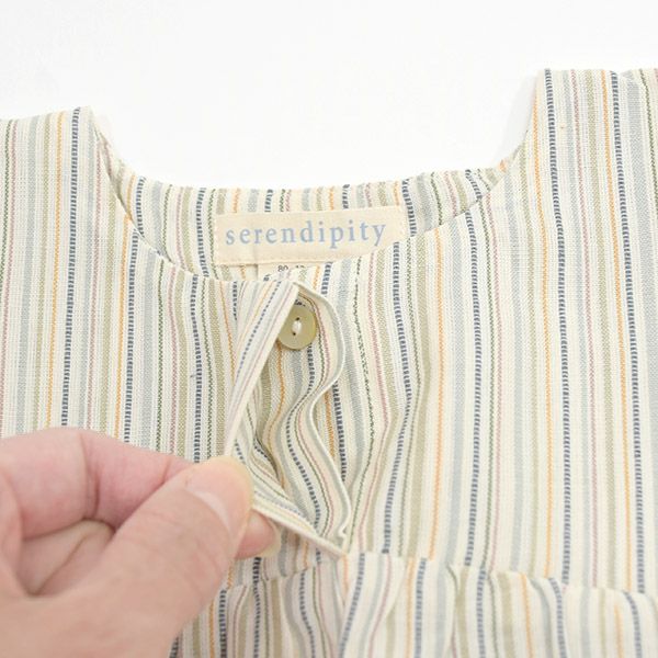 オーガニックコットン ベビーギャザードレス(半袖) stripe