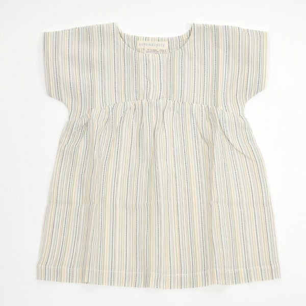 オーガニックコットン ベビーギャザードレス(半袖) stripe