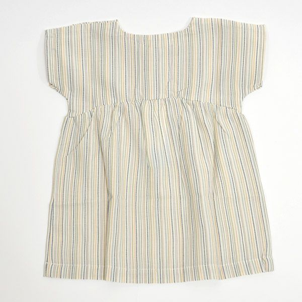 オーガニックコットン ベビーギャザードレス(半袖) stripe