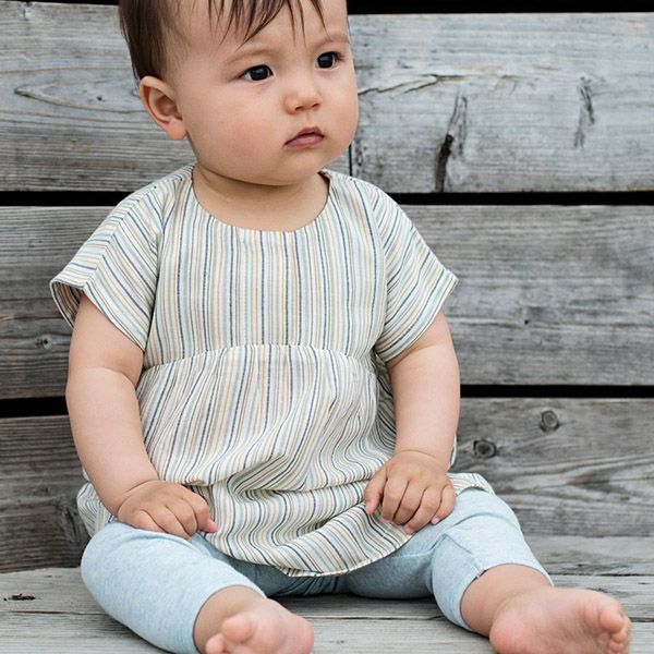 オーガニックコットン ベビーギャザードレス(半袖) stripe