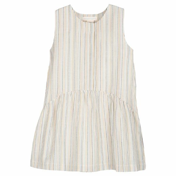 オーガニックコットン キッズノースリーブギャザードレス stripe