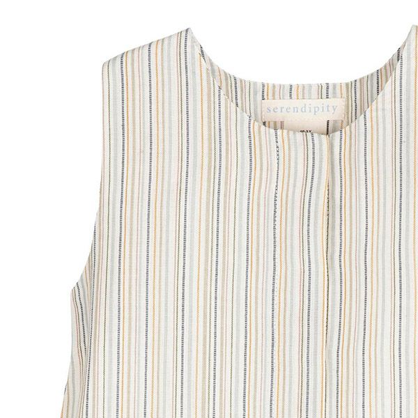 オーガニックコットン キッズノースリーブギャザードレス stripe