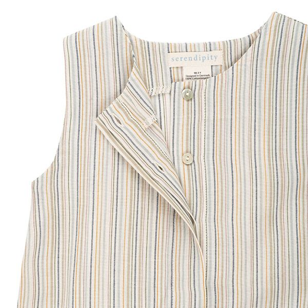 オーガニックコットン キッズノースリーブギャザードレス stripe