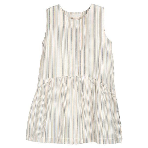 オーガニックコットン キッズノースリーブギャザードレス stripe
