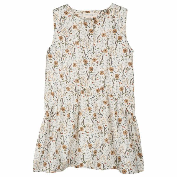 オーガニックコットン キッズノースリーブギャザードレス Print