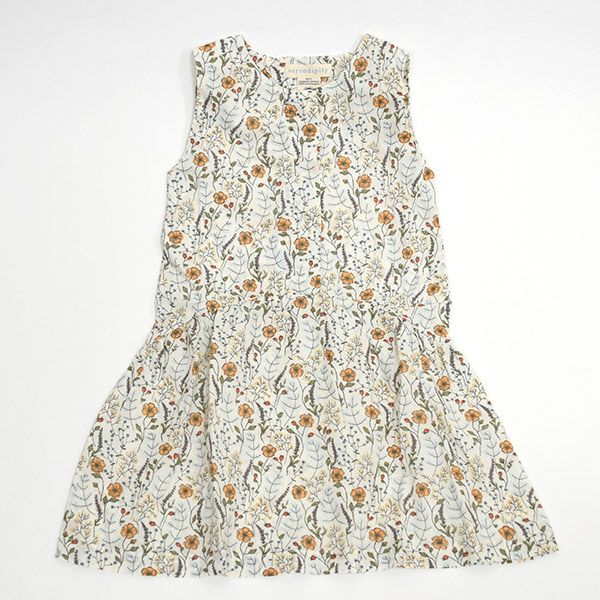 オーガニックコットン キッズノースリーブギャザードレス Print