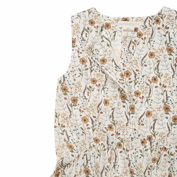 オーガニックコットン キッズノースリーブギャザードレス Print