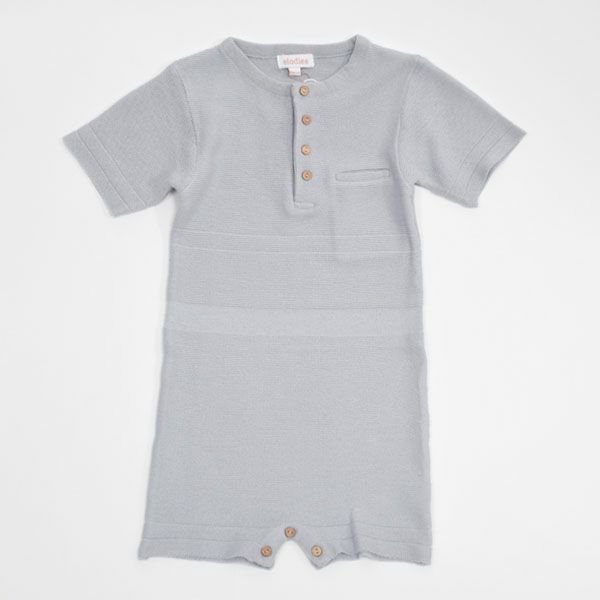 オーガニックコットン ベビー ニットショートロンパース(半袖) AIDAN