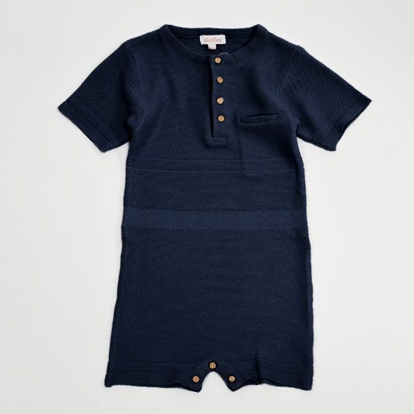 オーガニックコットン ベビー ニットショートロンパース(半袖) AIDAN