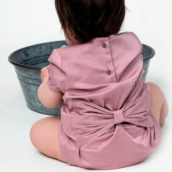 オーガニックコットン ベビー サテンロンパース(半袖) LEAH