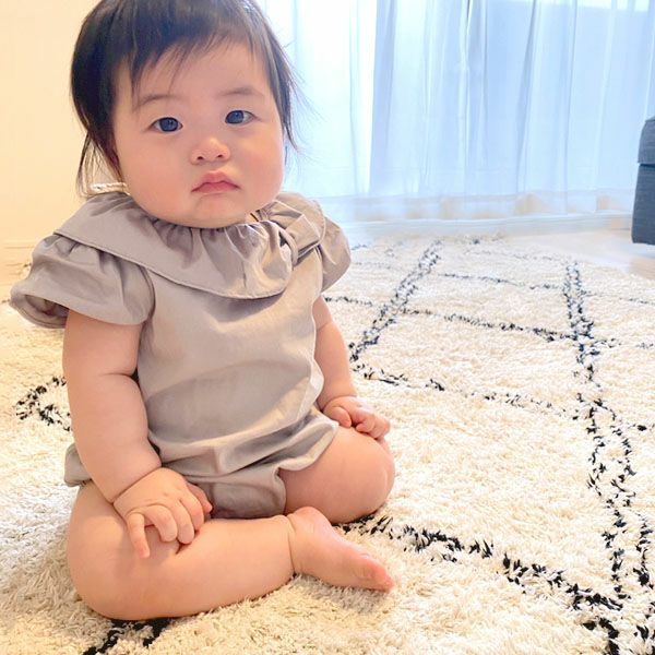 オーガニックコットン ベビー サテンロンパース(半袖) KADISHA