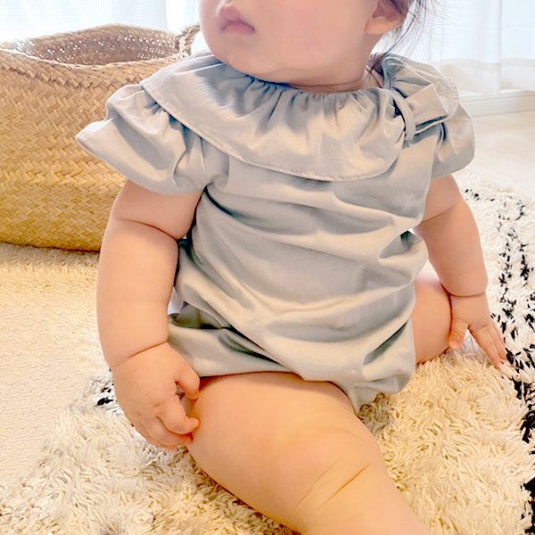 オーガニックコットン ベビー サテンロンパース(半袖) KADISHA