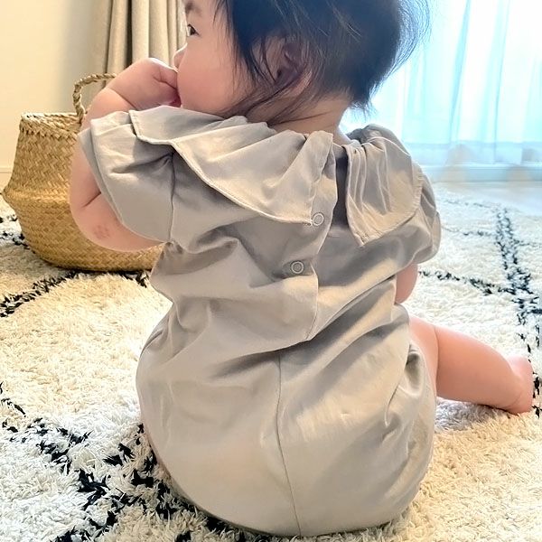 オーガニックコットン ベビー サテンロンパース(半袖) KADISHA