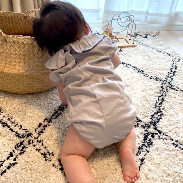 オーガニックコットン ベビー サテンロンパース(半袖) KADISHA