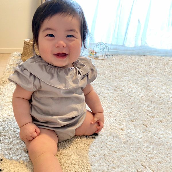 オーガニックコットン ベビー サテンロンパース(半袖) KADISHA