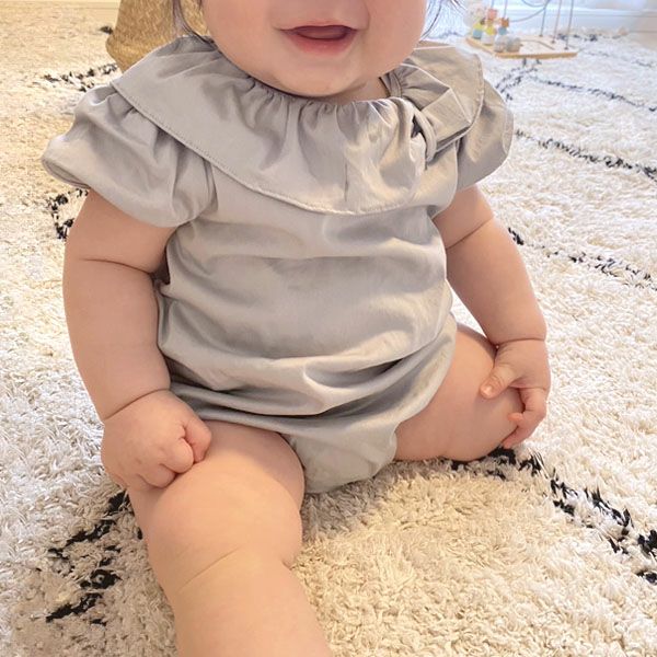 オーガニックコットン ベビー サテンロンパース(半袖) KADISHA