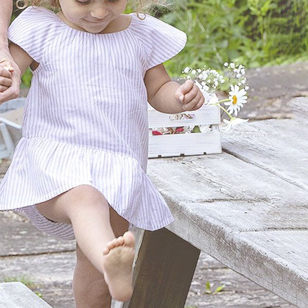 オーガニックコットン ベビー キャップスリーブロンパードレス JULIA