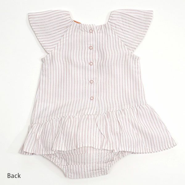 オーガニックコットン ベビー キャップスリーブロンパードレス JULIA