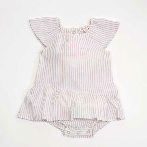 オーガニックコットン ベビー キャップスリーブロンパードレス JULIA