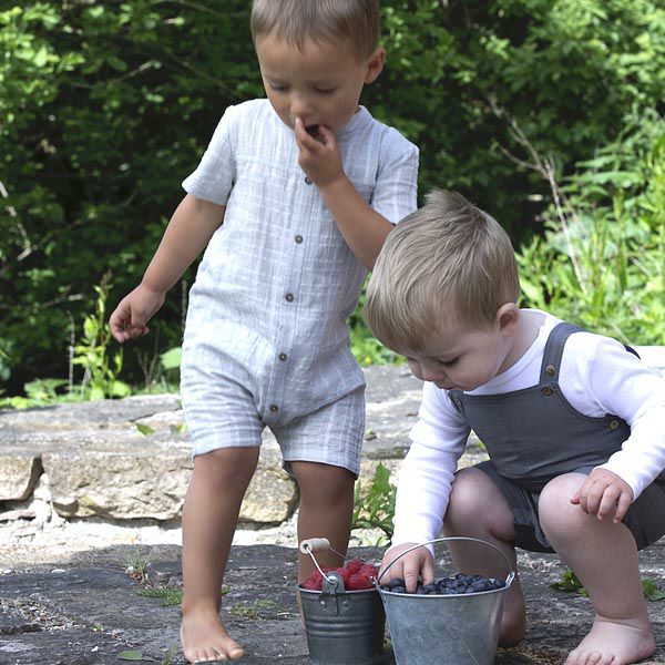 オーガニックコットン ベビー ドビー織りプレイスーツ(半袖)  ZANE