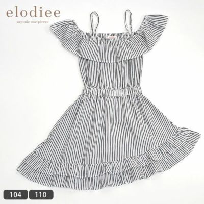 オーガニックコットン キッズ オフショルダードレス ストライプ MELODY