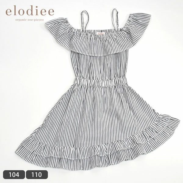 オーガニックコットン キッズ オフショルダードレス ストライプ MELODY