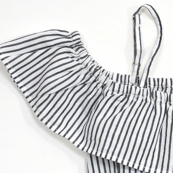 オーガニックコットン キッズ オフショルダードレス ストライプ MELODY