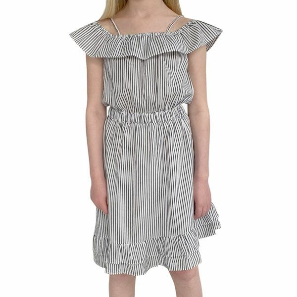 オーガニックコットン キッズ オフショルダードレス ストライプ MELODY