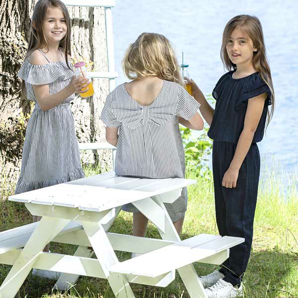 オーガニックコットン キッズ オフショルダードレス ストライプ MELODY