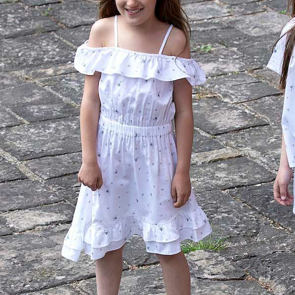 オーガニックコットン キッズ オフショルダードレス フラワー MELODY