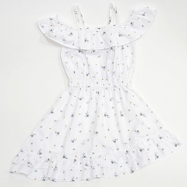 オーガニックコットン キッズ オフショルダードレス フラワー MELODY