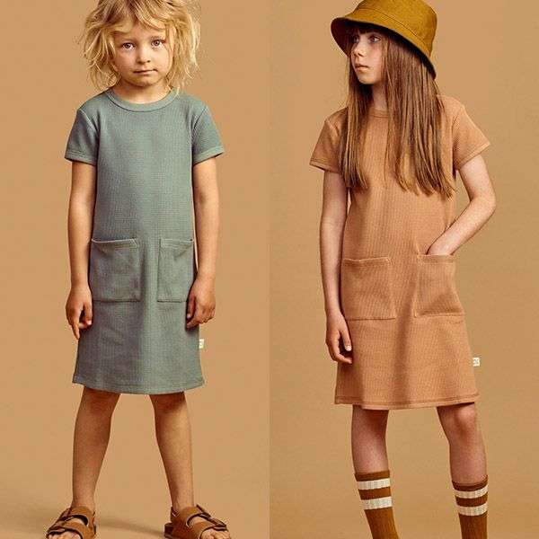 オーガニックコットン キッズワッフルワンピース(半袖)