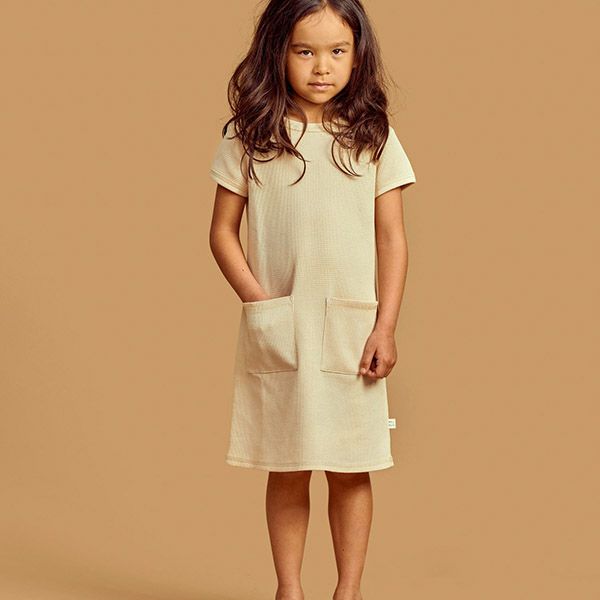 オーガニックコットン キッズワッフルワンピース(半袖)