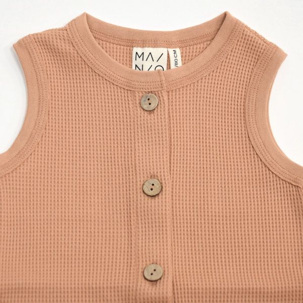 オーガニックコットン ベビーワッフルノースリーブジャンプスーツ