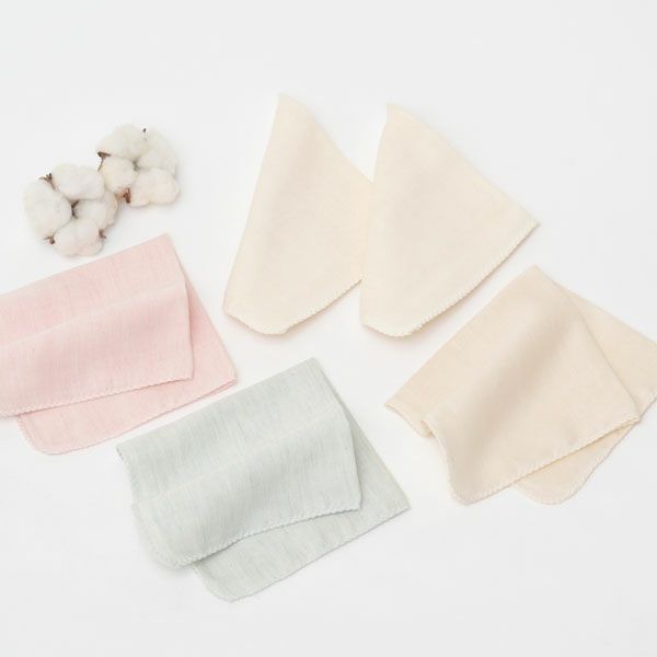 オーガニックコットン ボタニカルダイ ガーゼハンカチ 5枚セット