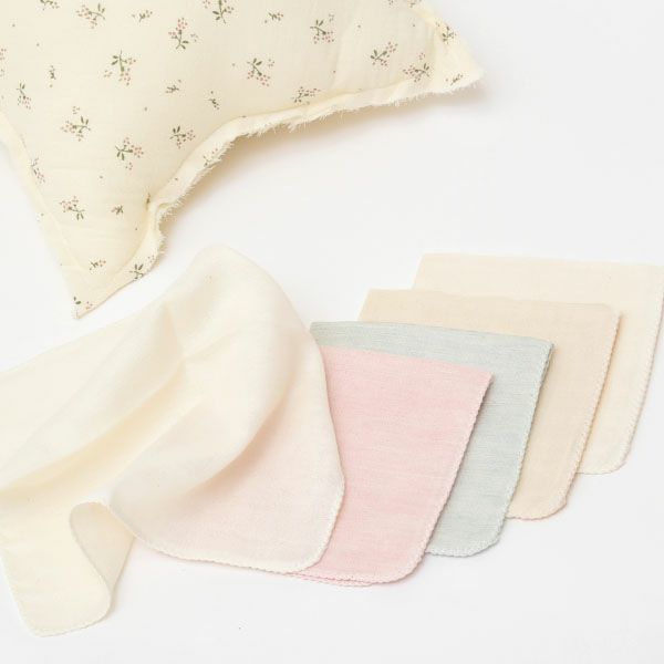 オーガニックコットン ボタニカルダイ ガーゼハンカチ 5枚セット