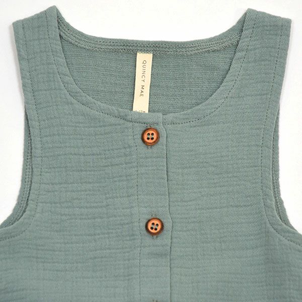 オーガニックコットン ベビーガーゼノースリーブジャンプスーツ